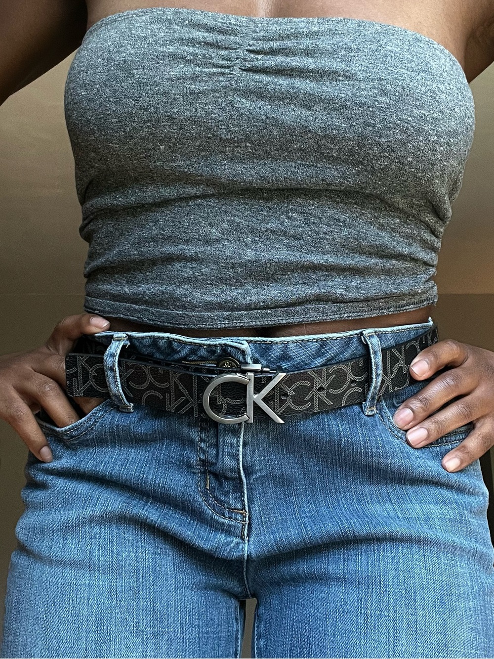 Calvin Klein Black CK monogram belt